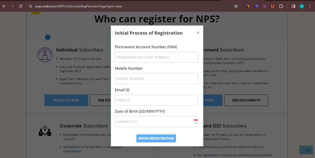 nps registration form